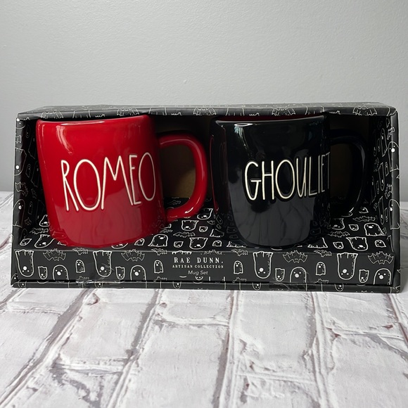 Rae Dunn ROMEO & GHOULIET Halloween Mug Set - Picture 1 of 5